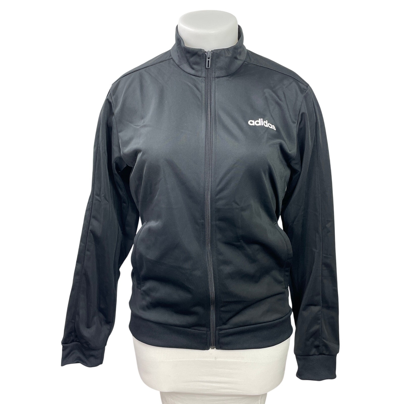 Adidas Women's Black Long Sleeves Full Zip Athletic Linear Tracksuit Jacket M